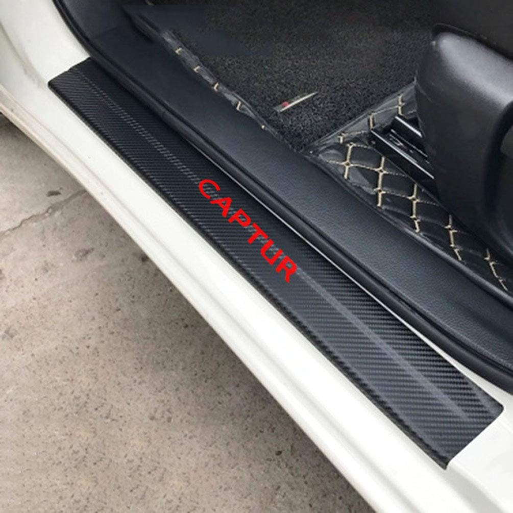 Générique 4 Pièces Protection Seuil De Porte De Voiture Pour Renault Captur Koleos Espace Fluence , Autocollant En Cuir De Fibre De Carbone Plinthes Pour Auto