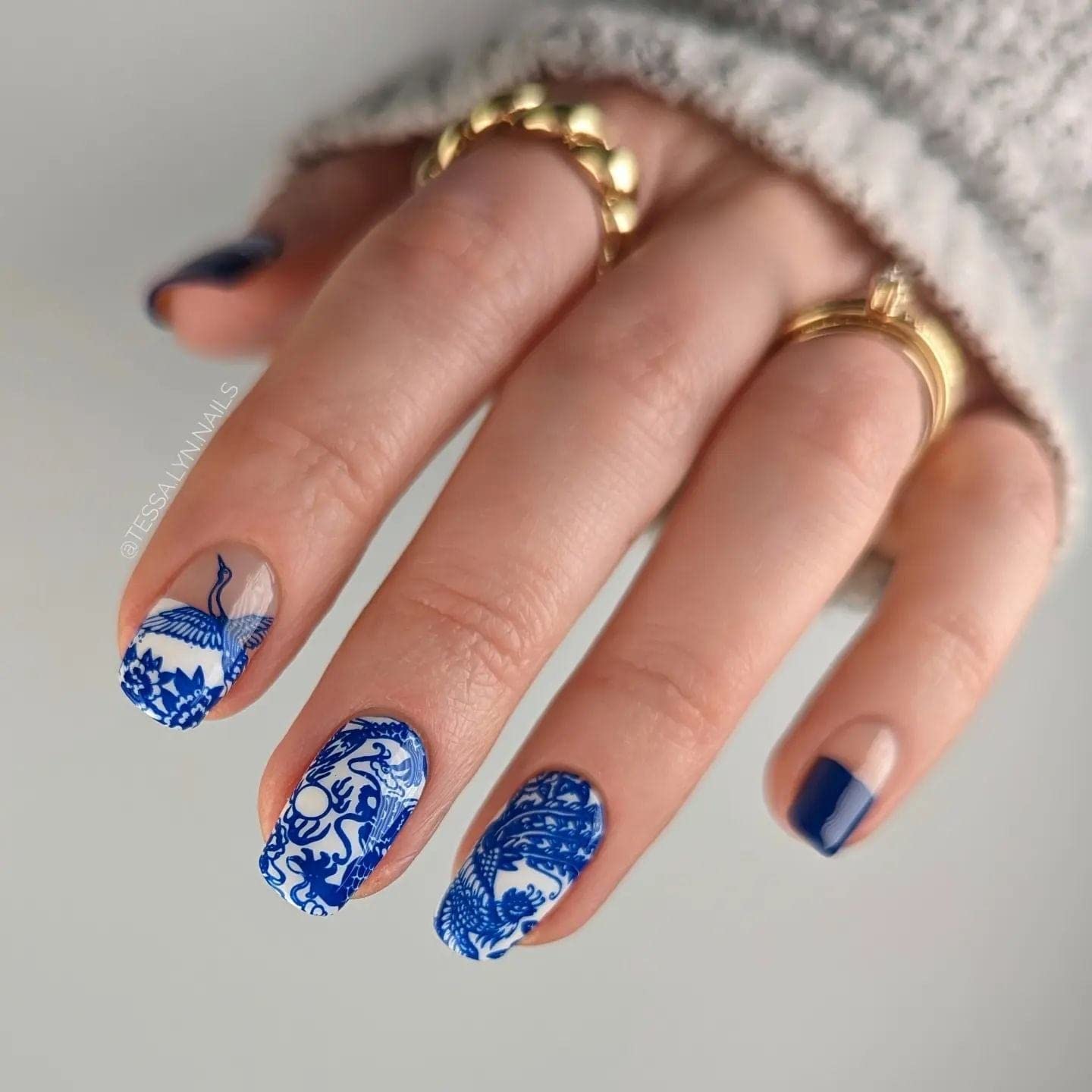 Maniology Porcelain Nail Stamping Plate | Chinese Ceramic–Inspired Floral Designs for Elegant DIY Manicures – Reusable, Rectangular Stainless Steel Nail Art Template