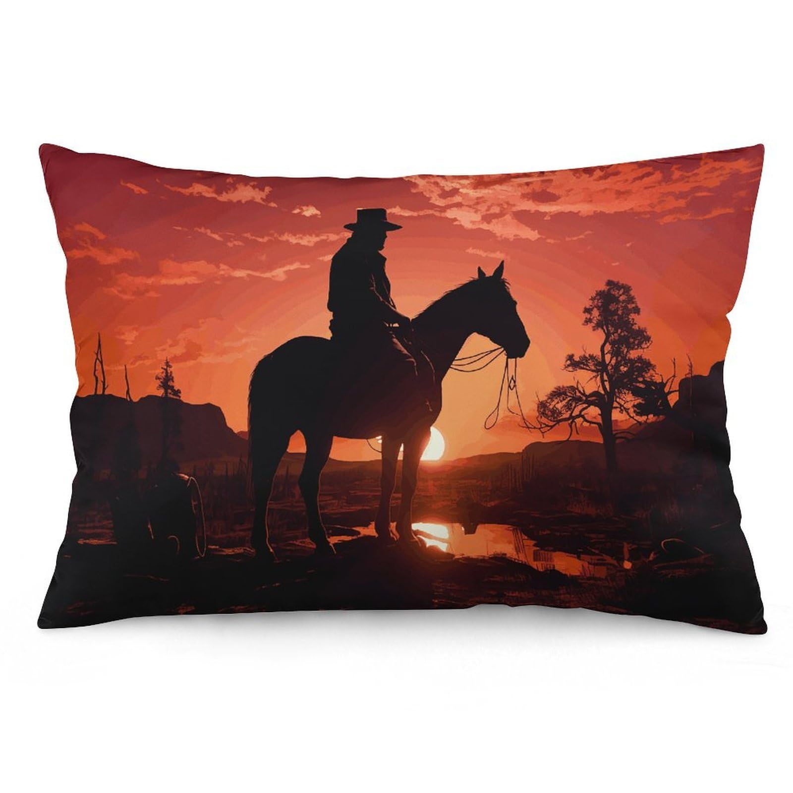 2 Pack Pillow Cases for Hair and Skin, Soft Breathable Pillow Case Covers with Hidden Zipper, Cowboy West Pillowcase 16 "x24 Pillow Covers for Sleeping Gift