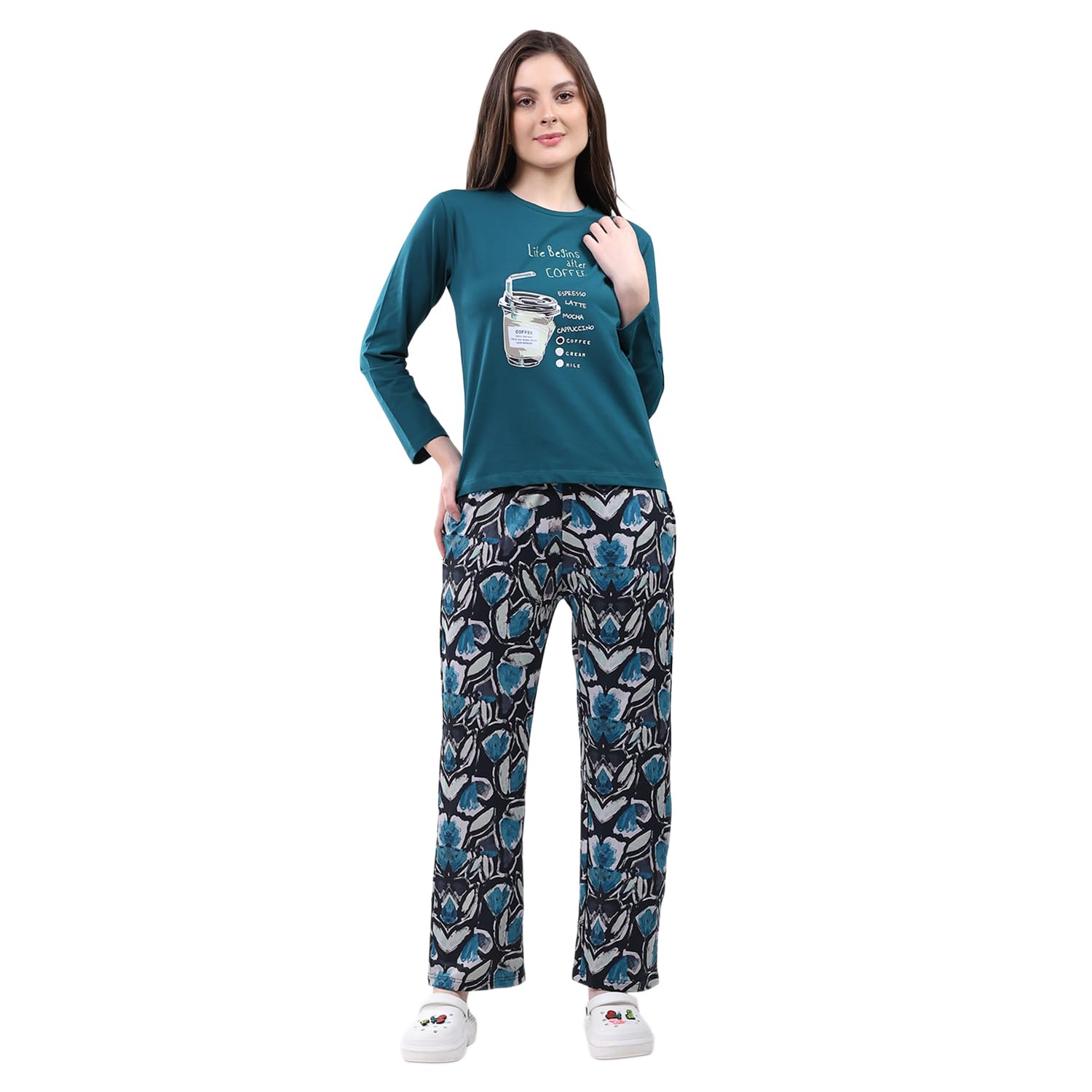 monte carlo Women Regular Fit Round Neck Printed Pull On Closure Full Sleeve Lower Set | Cozy winter lowers | Comfortable casual wear | Warm bottom wear | Winter Lower for Women's-picture-21