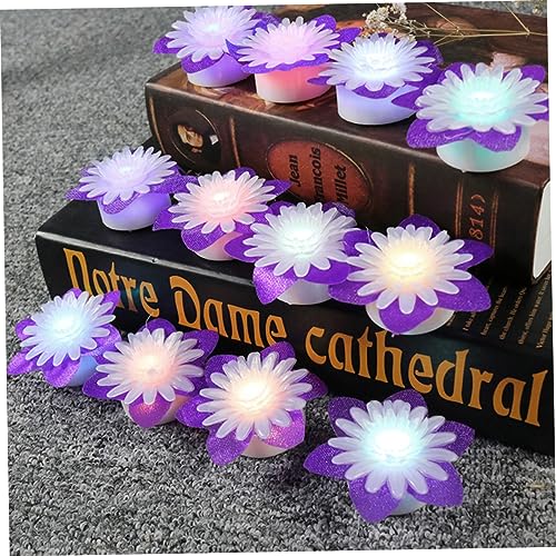Velas de té de flores artificiales moradas para regalar en aniversarios 3