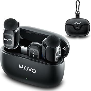 Movo NanoMic Dual USB-C Wireless Microphone for iPhone 15/16/17 and Up, Android, iPad Pro & Laptops Wireless Lavalier Mic for USB-C Smartphones & Devices, Great for Vlogging & TikTok