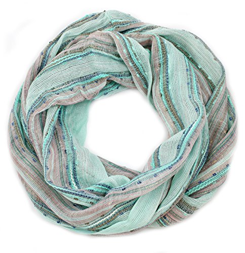 Anika Dali Women's Shimmer Sparkle Infinity Scarf- Festival Boho Bliss Fashion Scarf (Mint Green) #TOP5