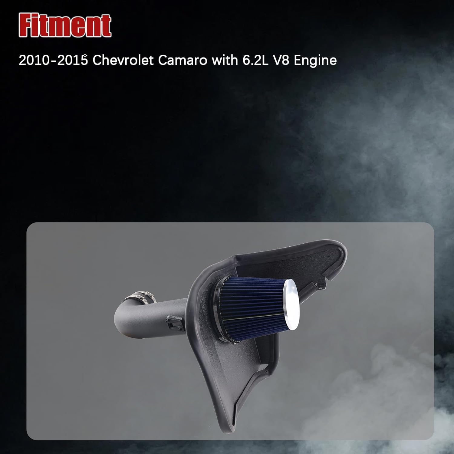 Cold Air Intake Compatible with 2010-2015 Chevrolet Camaro 6.2L V8, Heat-Resistant Aluminum Pipe, High-Flow Filter