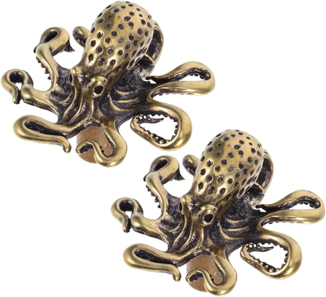 2pcs Vintage Brass Octopus Cabinet Knobs Nautical Drawer Pulls Sea Animal Handles for Dresser Wardrobe Kitchen Cupboard with Strong Comfortable Grip and Precision Craftsmanship