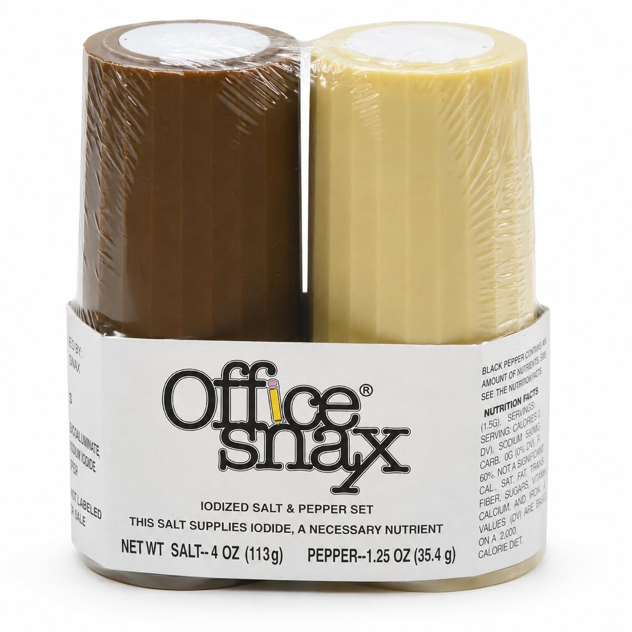 Office Snax OFX00057 Juego de salero y pimentero, un salero de 4 onzas y una coctelera de pimienta de 35 ml