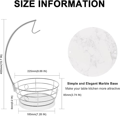 Miniatura 2 de Livabber Cesta de frutas para encimera con colgador de plátano, moderno almacenamiento de frutas y verduras, con soporte para árbol de plátano para