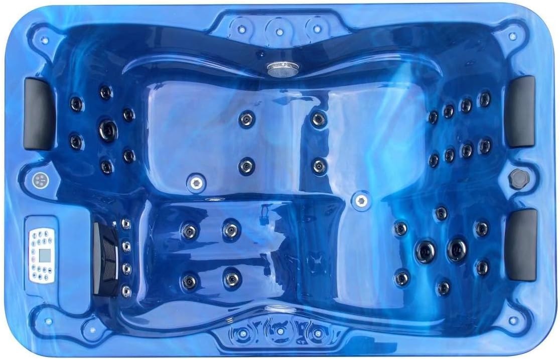 XXL Double whirlpool Baignoire Avec 25 Jets de Massage Chauffage Ozone Droite