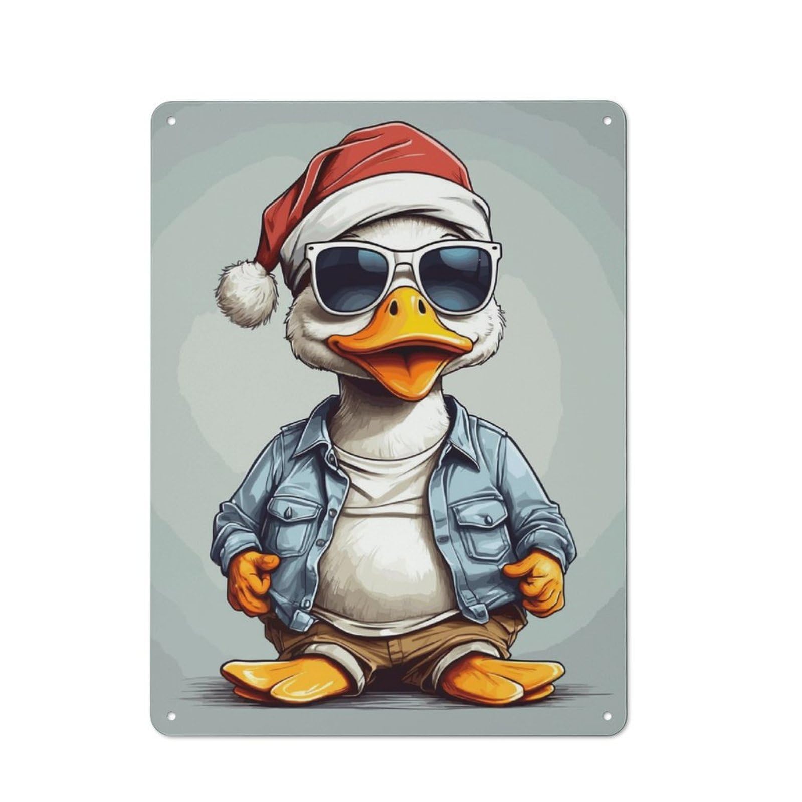 Junmoney Duck Christmas Rustic Metal Plaque 40X30cm For Hobby Room Or Studio, For Vintage Wall Decor Fans, For Garage And Workshop Walls