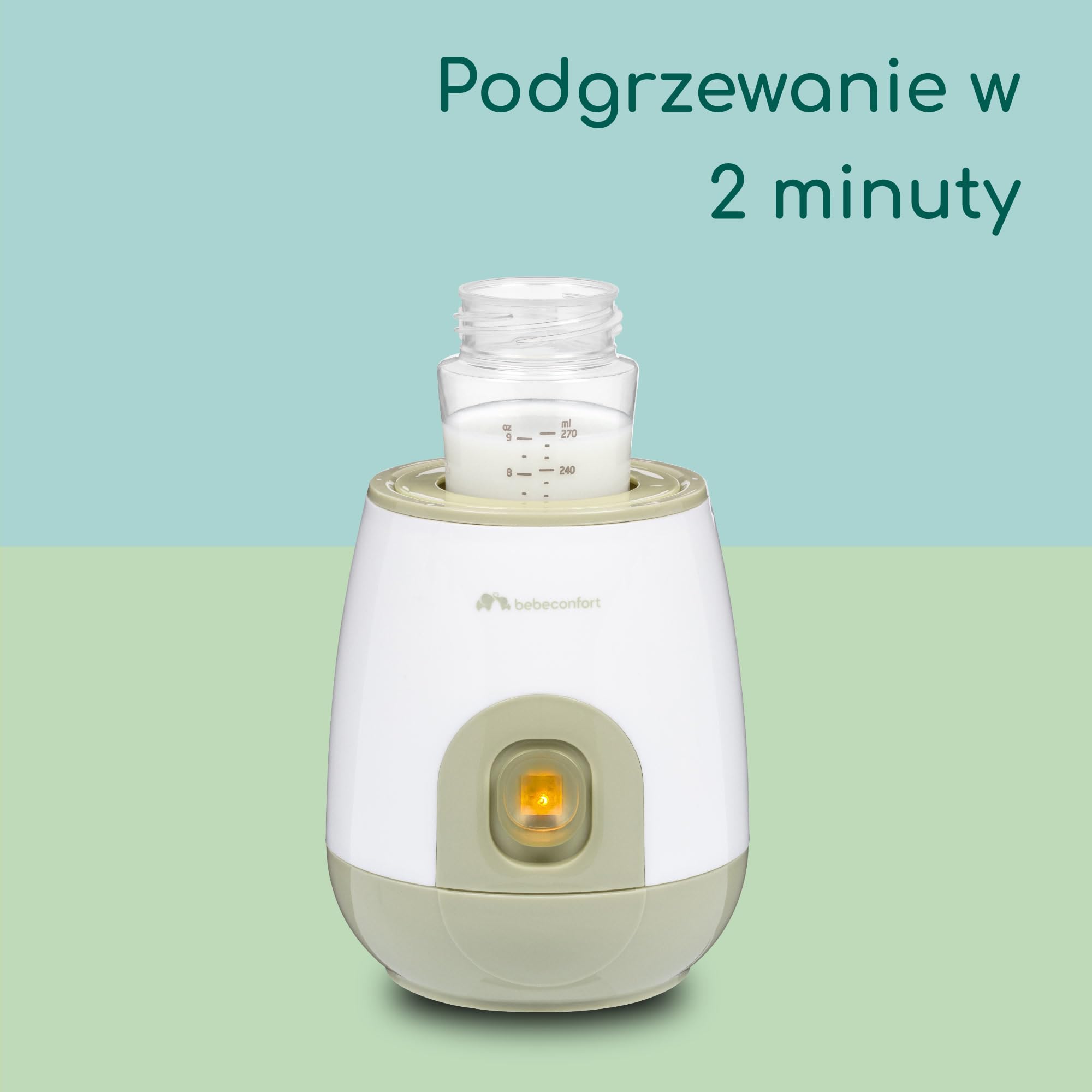 Bebeconfort Elektryczny Podgrzewacz do Butelek, Podgrzewacz do Butelek dla Niemowląt, Szybkie Podgrzewanie, Łatwy w U Wżyciu, Biały i Zielony