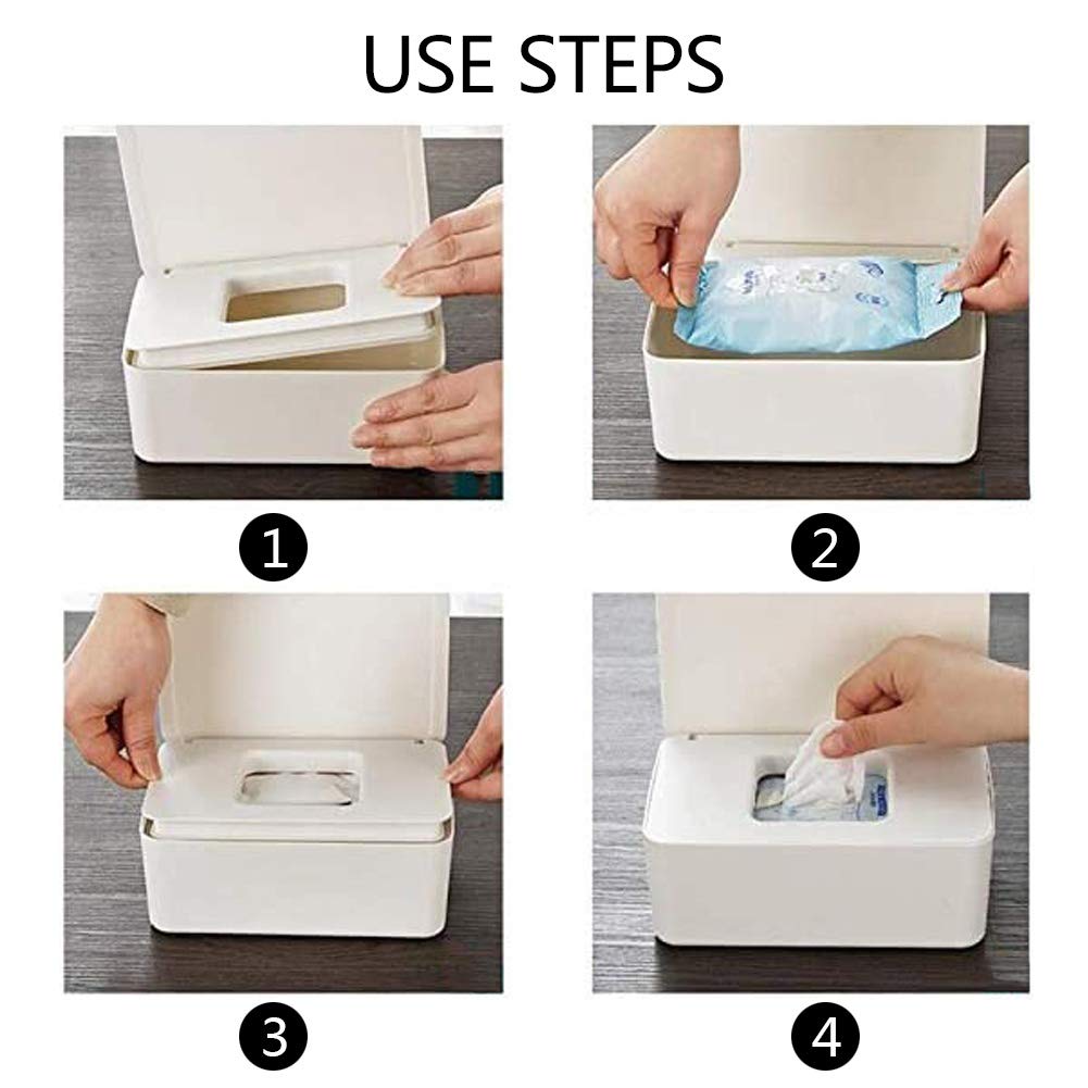 Onebycitess Baby Wipes Dispenser, Baby Wipes Case Holder Keeps Diaper Wipes Fresh Non-Slip Wipe Container Three-Layer Seal Design Prevent Moisture Loss (White) : Baby