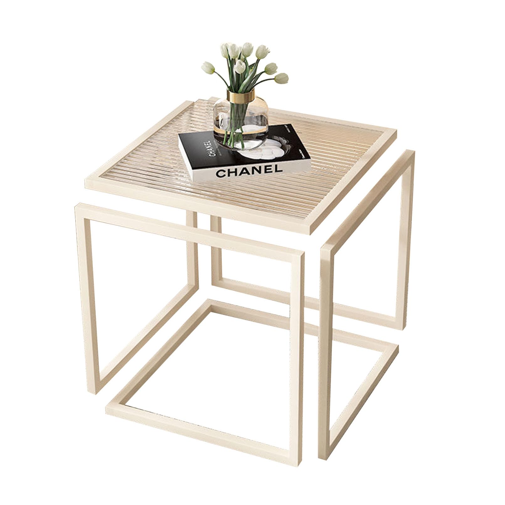 Table basse en verre carrée JATIBOSH : le salon moderne