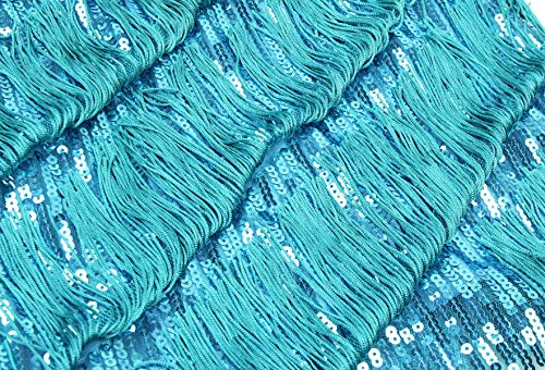 Fundaisy Girls 1920S Flapper Dress Gatsby Sequin For Kid W/ 20S Headband Accessories Set (Medium, Blue) #TOP5