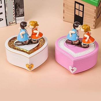 Amazon | オルゴール 記念日のためのキスのカップルのスピン