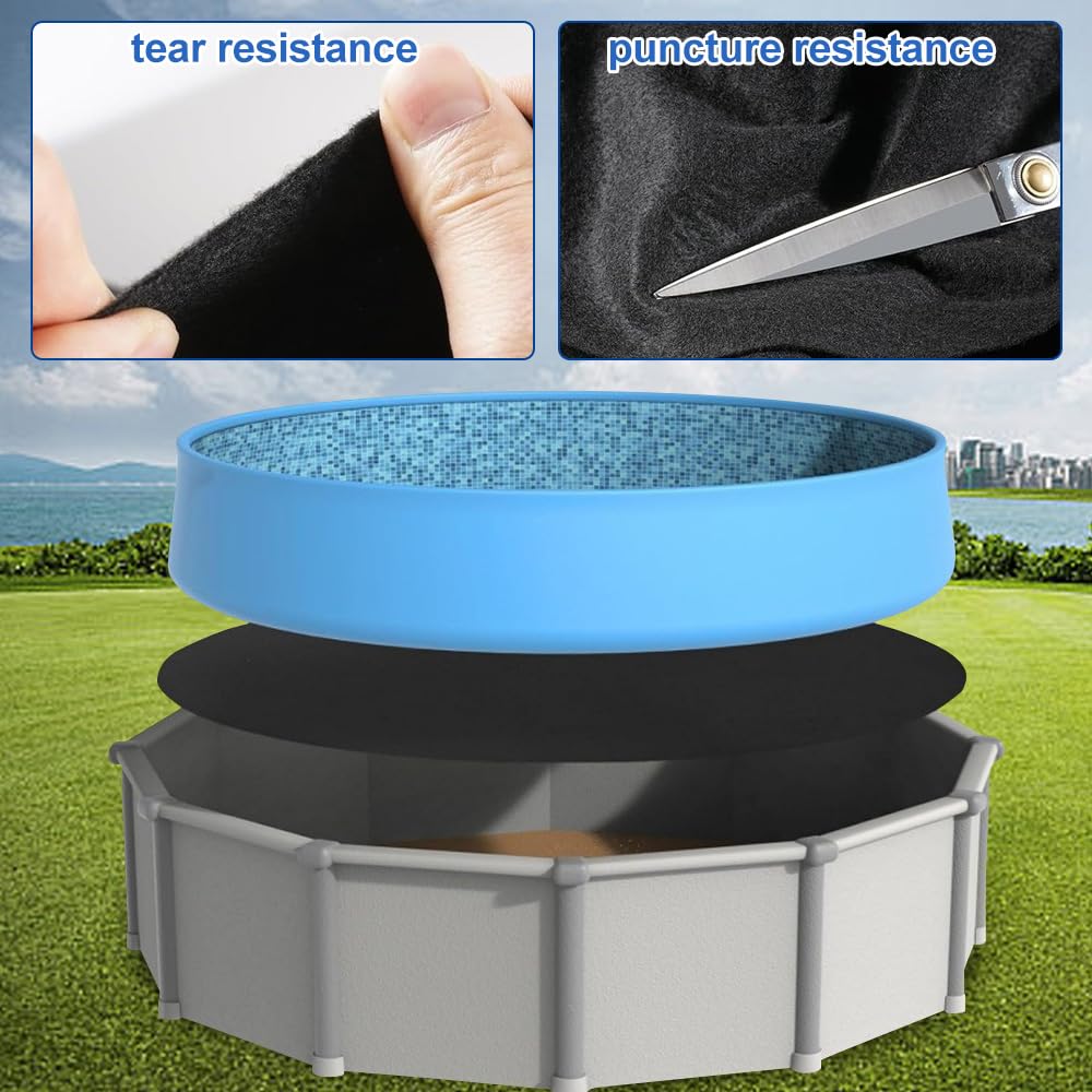 Pool Unterlage Outdoor, 12ft Poolmatten Schutzboden, Poolunterlage Rund, Pool Bodenschutzmatte, Faltbarer Poolmatten, Bodenschutzmatte für Aufstellpools, Schwarz
