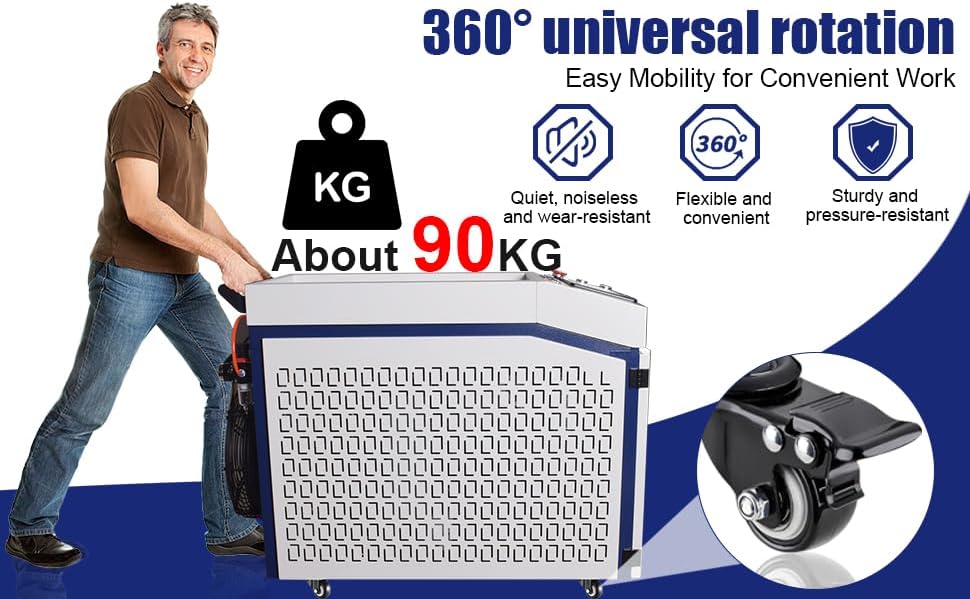 Machine with wheels for 360 degree universal rotation and easy mobility