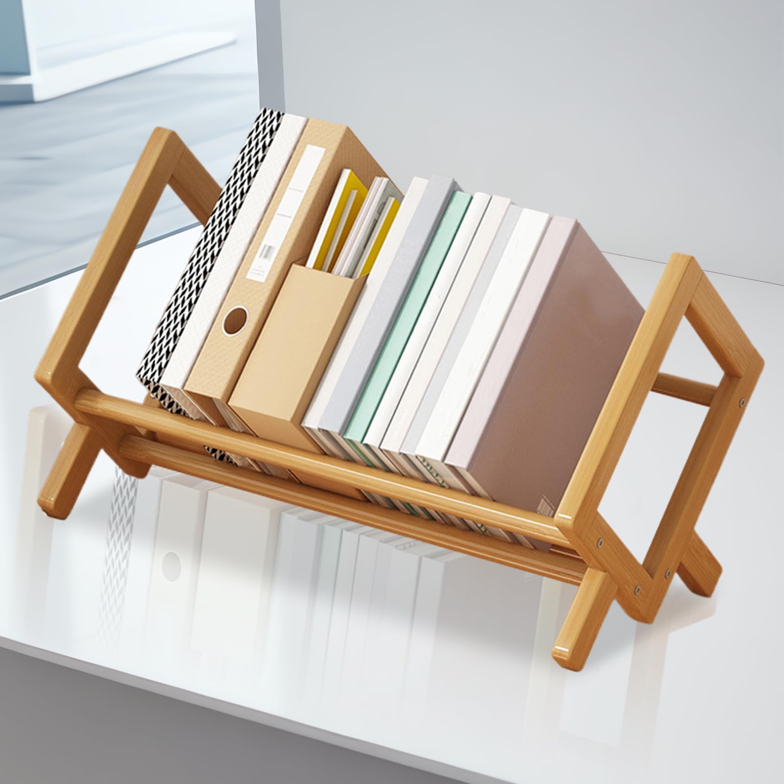 Generico Organizzatore da scaffale per scrivania - Scaffale per libreria da banco inclinabile | da scrivania e organizer da per forniture di libri, ufficio, casa, studio, moderno espositore