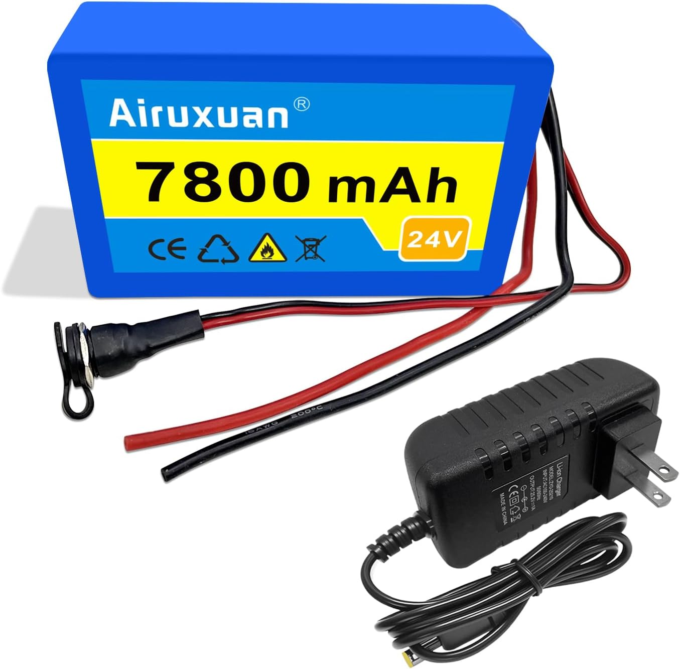 24V 7.8Ah Lithium Battery Pack, 24V are Leads Wire Li-ion Battery with 25.2V 1A Charger for 24Volt Gadgets, DIY Initiatives, Youngsters Experience on Toys, RC Automotive, Boat,Photo voltaic Panels, Robotic, LED, and so forth