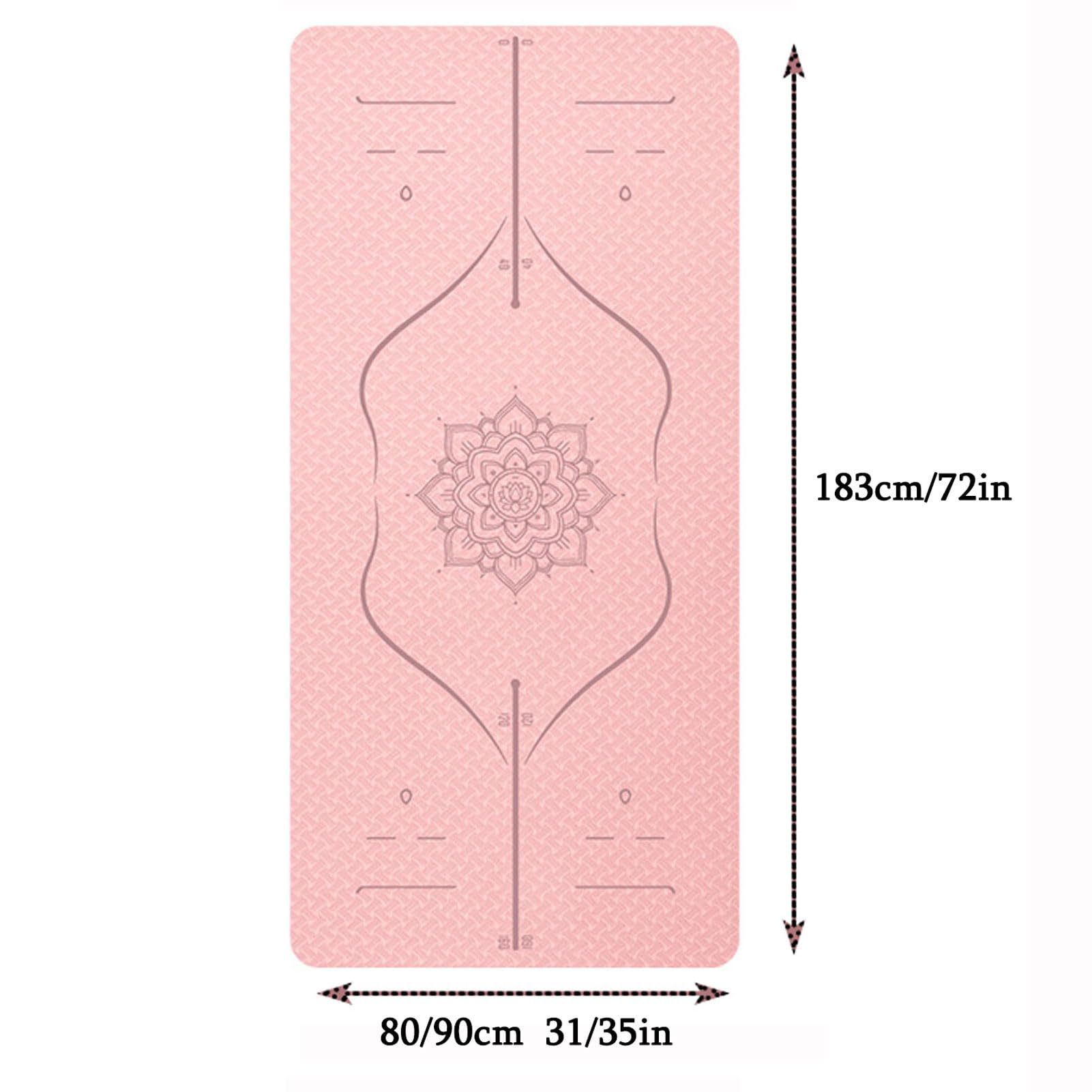 HUHJYUGE Esterilla Yoga con Lineas de Posición Corporal, Esterilla Pilates Antideslizante Gruesa, Esterilla Fitness con Correa y Bolsa de Transporte, Fácil Transporte (B 183x90x0.6cm)