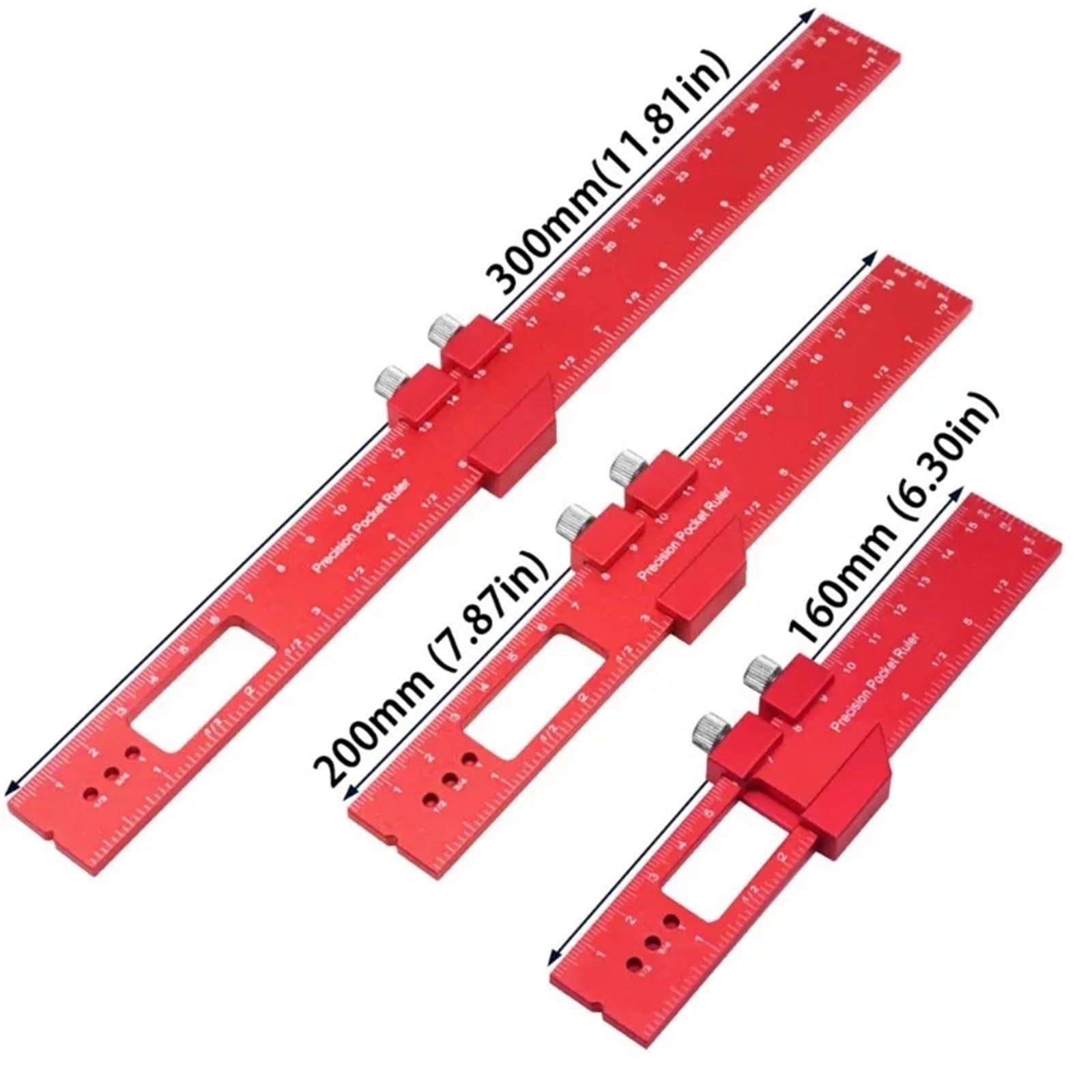 Règle de traçage for le travail du bois de qualité industrielle, règle de positnement for le travail du bois avec règle d'angle en T, règle coulissante réglable Equerre Menuisier(Sealing length 200mm)