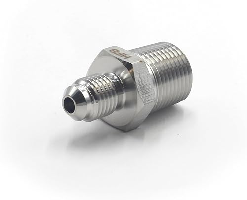 Miniatura 5 de HFS (R) Adaptador de manguera NPT macho de 38 pulgadas a macho SAE de 14 pulgadas de acero inoxidable 304 (38 pulgadas MNPT x 14 pulgadas MSAE)