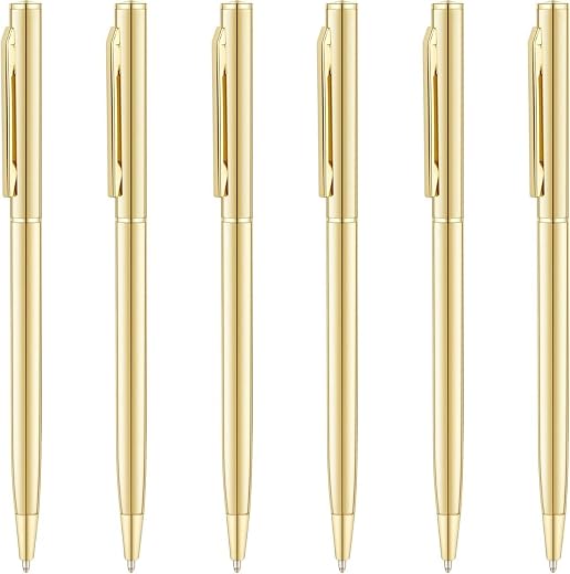 VIETNAM Gold slim pen set Gold Slim Ballpoint Pens Black ink Medium Point(1 mm), Nice Gift for Wedding Business Office Stu...
