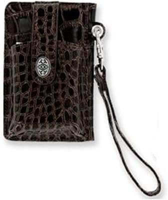 Milano Wallet Credit Card Cell Phone Holder Faux Croc (BROWN)