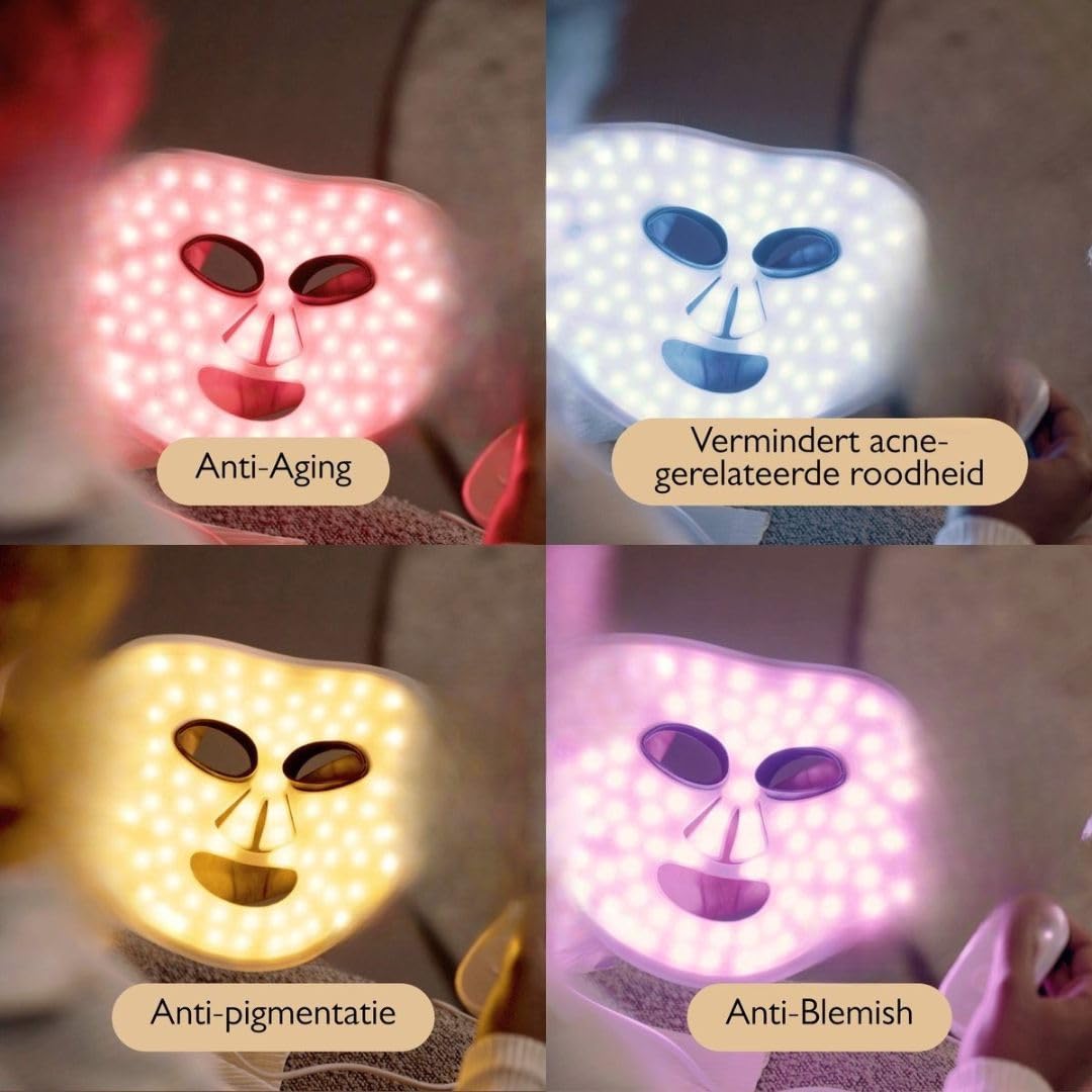 Skinkura LED maseczka do twarzy i szyi – 7 kolorowej terapii światłem, przeciwstarzeniowa, odmładzanie skóry Collagen – maska na twarz z przyciskiem dotykowym, 7 kolorów - Photon LED