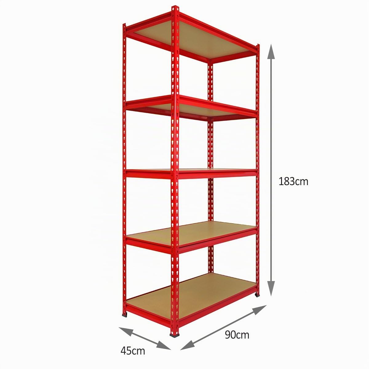 Monster Racking - 1 Scaffale Ad Angolo & 4 Scaffali Z-Rax In Acciaio Senza Bulloni Rossi 90cm x 45cm x 183cm