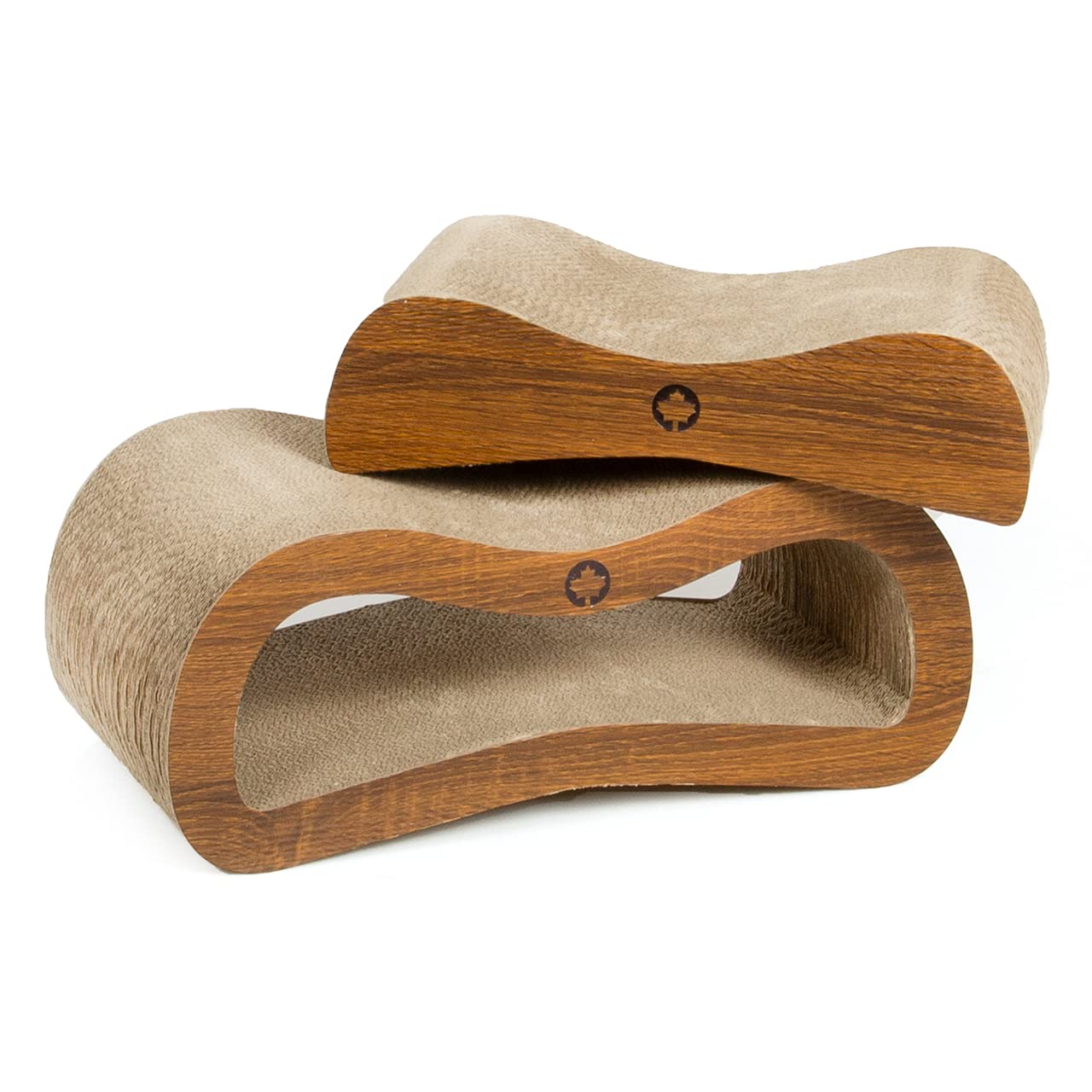 CanadianCat Company ® | Set di assi tiragraffi Orbit & Sella SMALL | Noce | con erba gatto | cartone di qualità | 2 mobili tiragraffi