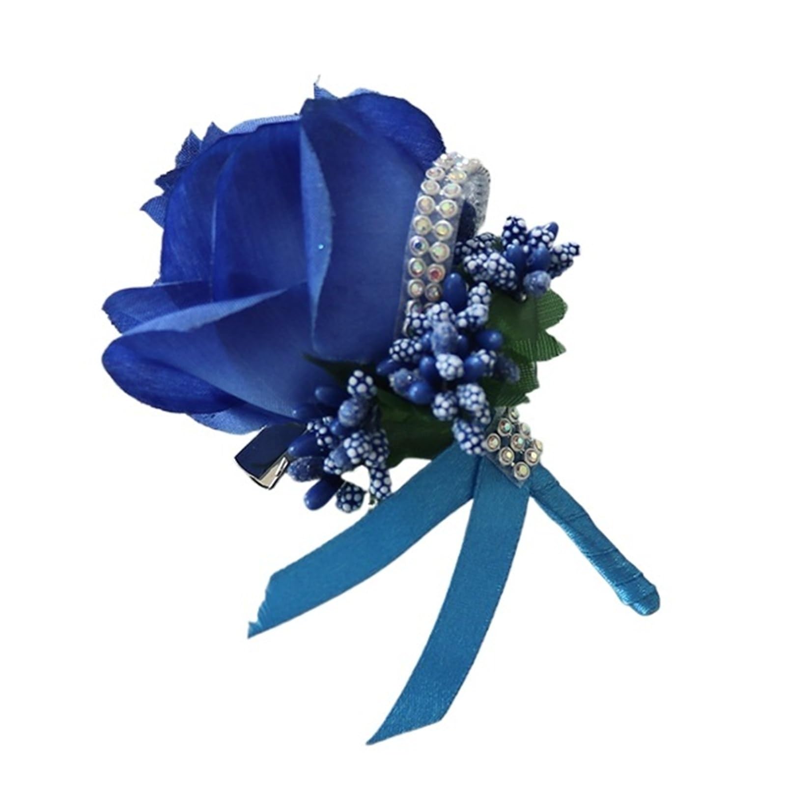 MQFBNNP Wedding boutonniere Bride Groom Corsage Artificial Silk Rose Boutonniere(Color 3)