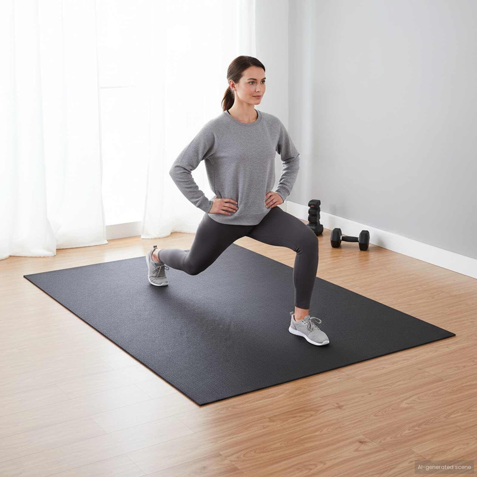 Esterilla protectora deportiva de 213 x 152 cm – Esterilla de PVC de alta densidad para banco de pesas, cinta de correr y protección del suelo – Alfombrilla antideslizante para aparatos de fitness