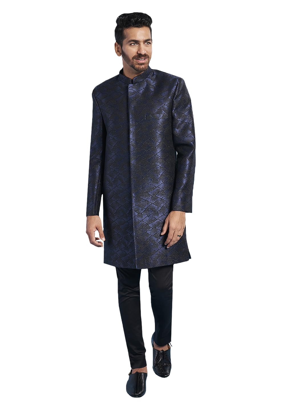 vastramay Men's Silk Blend Sherwani Set - Silk Blend Jacquard Indo Western,And Pant Set-picture-35