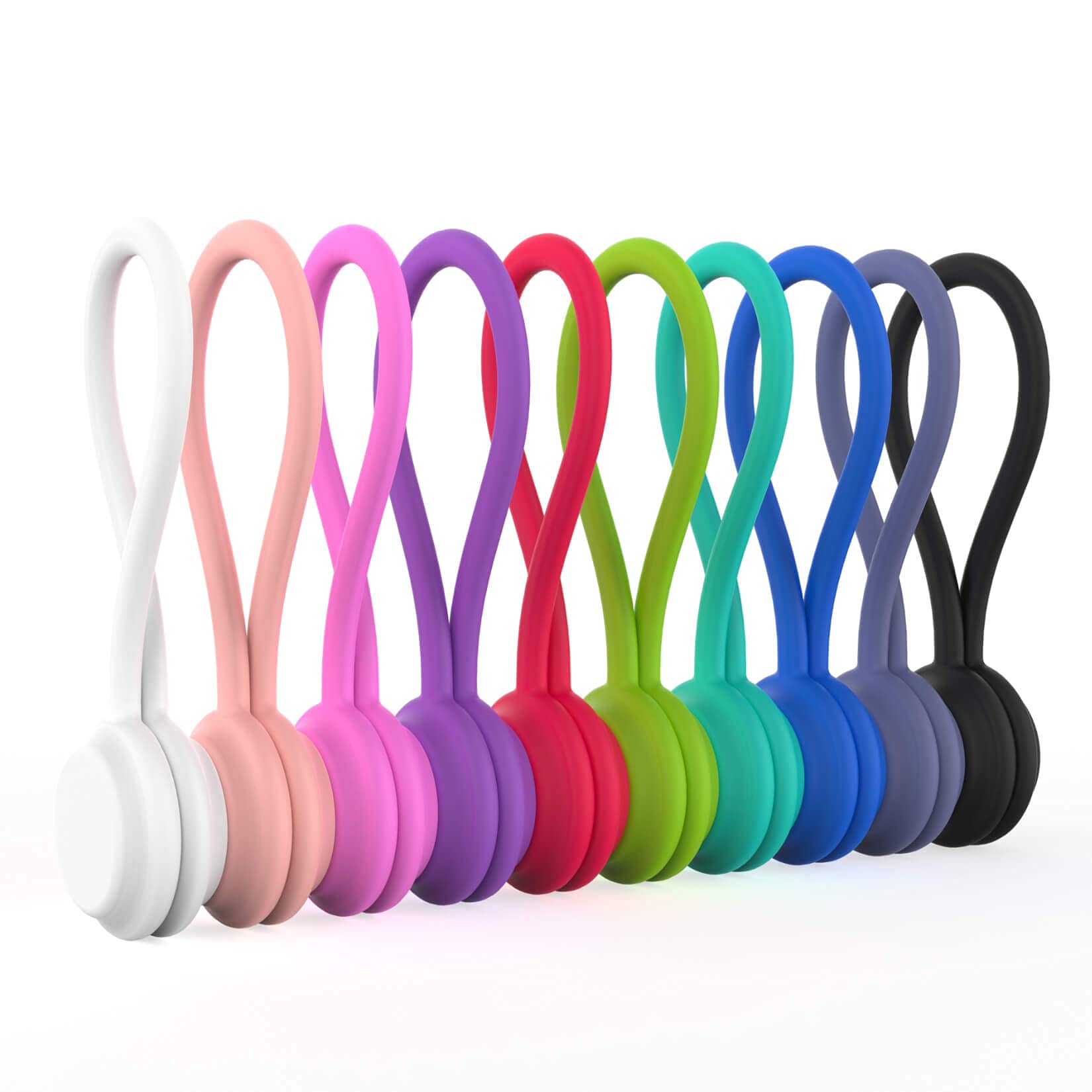 Magnetic Cable Ties 10 PCS Silicone Reusable Twist Ties with Strong Magnet, Bundling and Holding Stuff, Office, School, Home Organization