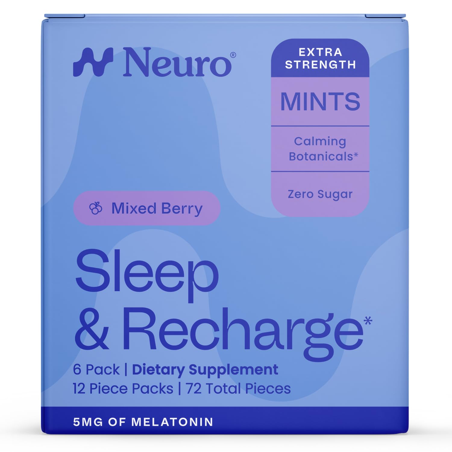 Neuro Sleep & Recharge Meltaway Mints - Contains Melatonin 5mg, Chamomile & Elderberry - Travel Aid for Nighttime Relaxation & Healthy Sleep Cycle - Night Berry 72, ct