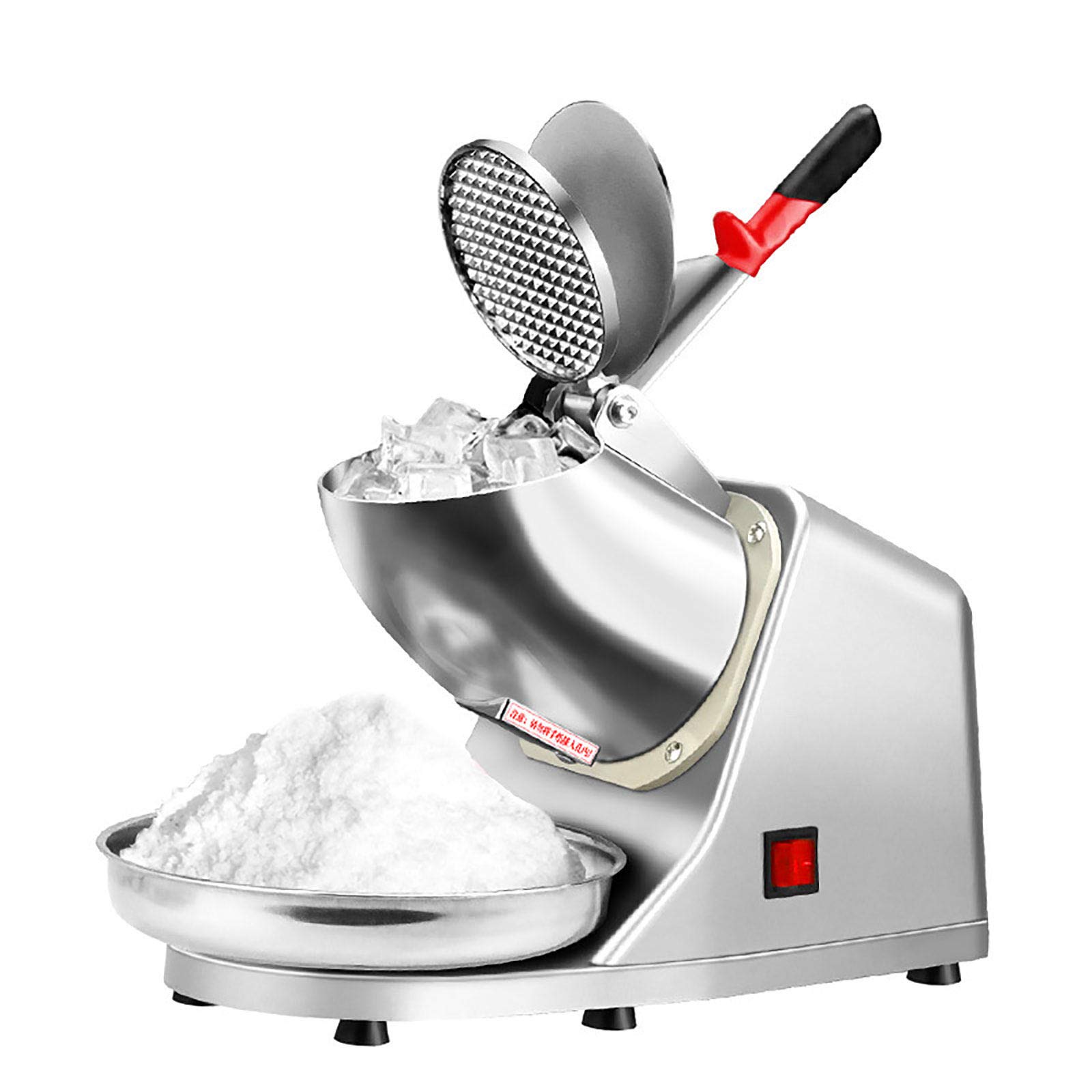 HEWXWXElectric Ice Crusher Machine, Adjustable Thickness - Crude/Fine, 1450R/M, 65KG/H Capacity, Ice Shaver Snow Cone Maker For Cocktails, Ice Cream, Smoothies, Cold Juice