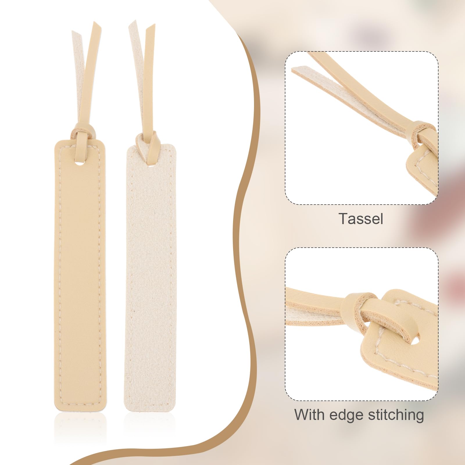 PATIKIL Leather Bookmarks, 10Pcs Rectangle Book Marks Page Markers for Book Reading Men Women Teacher Reader Book Lover Writers, Beige - Image 3