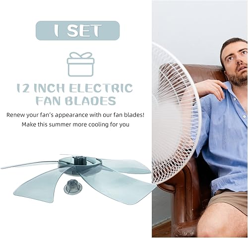 Miniatura 8 de LIFKOME 1 juego de hojas de repuesto de plástico con cubierta de tuerca para ventilador de pie universal, universal de 11 pulgadas, 5 hojas,