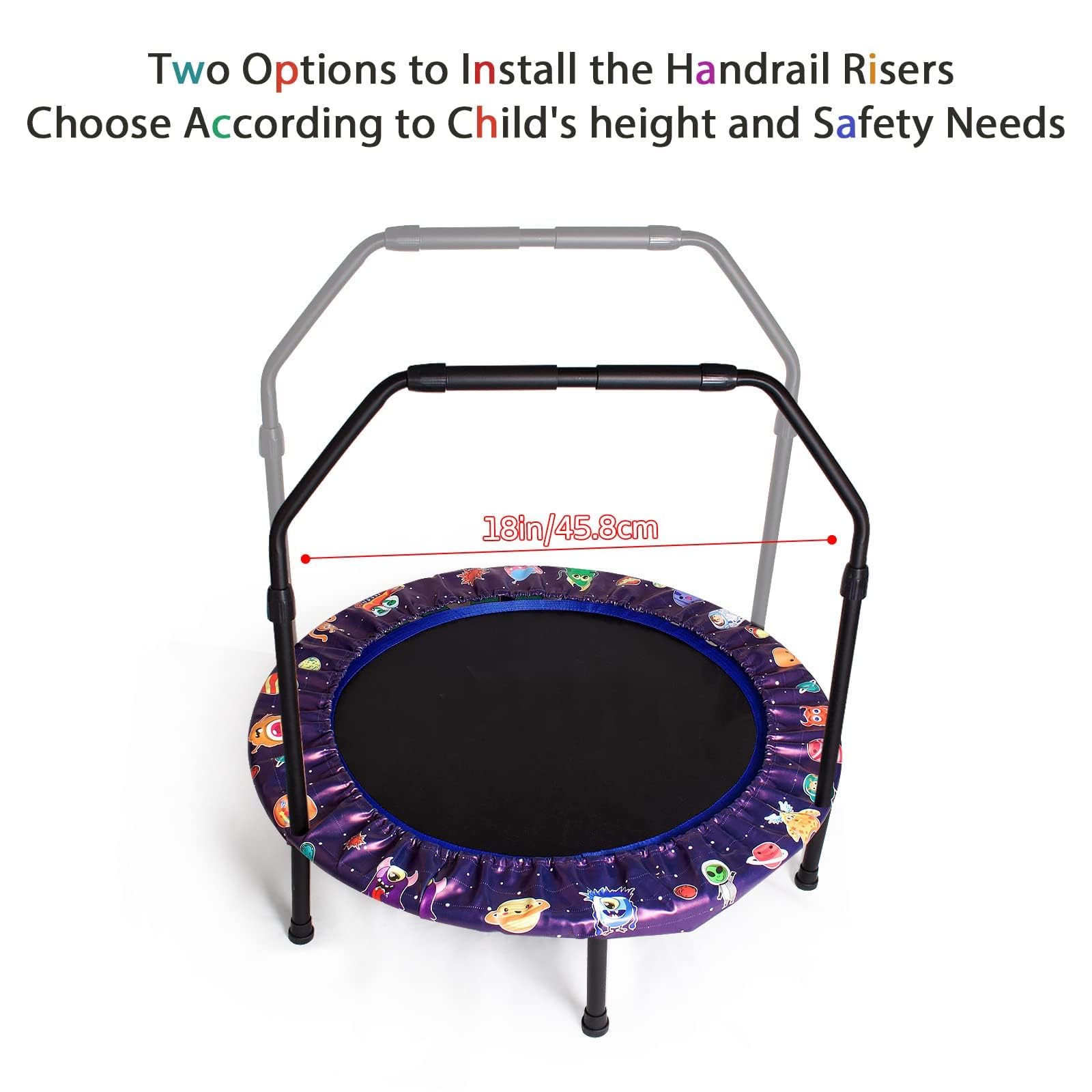 Trampoline Enfant Ø92cm, Pliable Mini Trampoline avec Poignée Réglable & Rembourrage de Sécurité,Petit Trampoline intérieur Enfants, Intérieur et Extérieur pour garçons et Filles