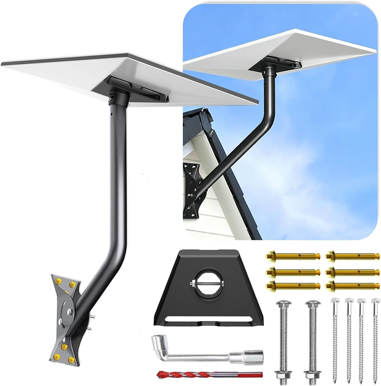 Starlink Wall Roof Mount, 18 Inch Adjustable Bracket, Compatible with Starlink Gen 3/4/4X Standard Dish, Outdoor Support with Complete Hardware Kit