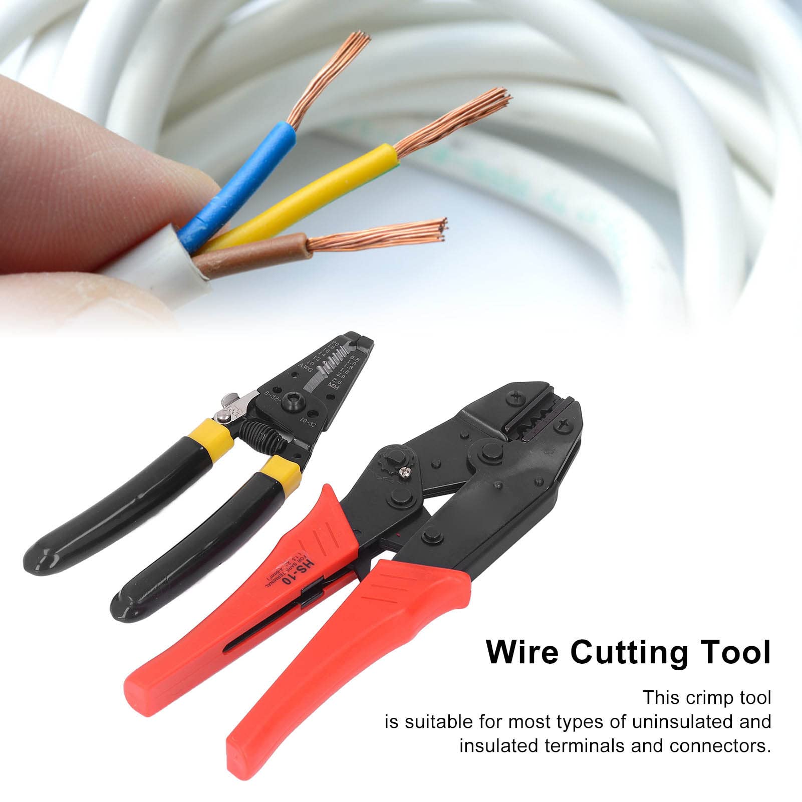Kit de herramientas para engarzar cables con trinquete Pelacables de acero inoxidable con dispositivo de liberación automática y bolsa Oxford para trabajos eléctricos y proyectos