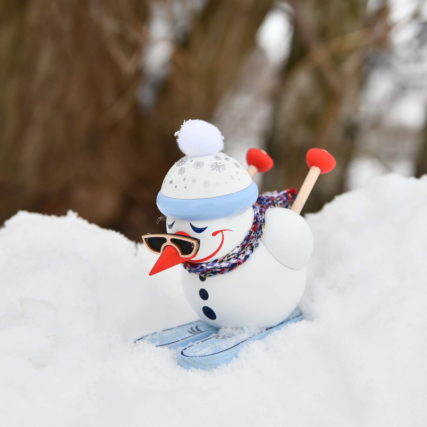 Smoker Cool-Man Downhill Skier - 12 cm / 5 pollici - Autentica tedesco Erzgebirge I fumatori - Seiffener Volkskunst
