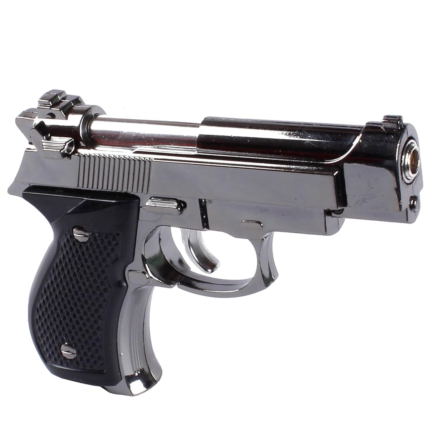 Heavy Metal Full Cock Pistol Gun Lighter with Windproof Flame Gun Design Pocket Size Lighter with Adjustable Flame Feature Pocket Pocket Lighter (Silver)-image-25