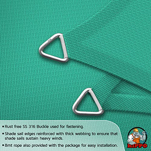 Image of HIPPO Triangle Shade Sail Affordable & Premium 150 GSM Sun Shade UV Block for Outdoor Car Parking Garden (Green, 10FTX10FTX10FT)