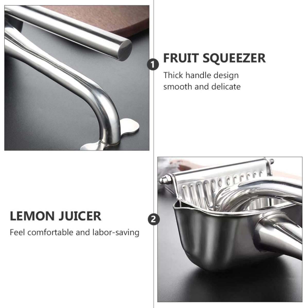 Uonlytech Spremiagrumi Manuale per Frutta, Spremiagrumi a Mano in Acciaio Inossidabile, Argento, Facile da Pulire, per Casa e Cucina
