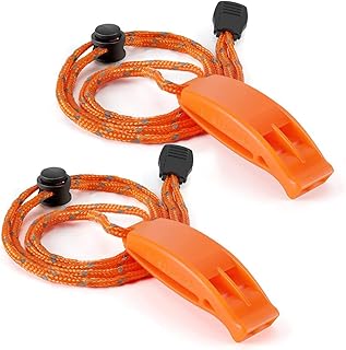 BLLNDX Emergency Whistles 2PCS Safety Survival Whistles with Adjustable Reflective Lanyard for Kayak Vest Jacket Boating F...
