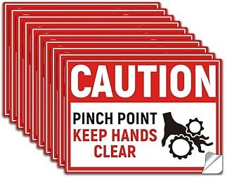 WADORN 10Pcs Caution Pinch Point Safety Label Stickers, PVC Pinch Point Keep Hands Clear Waterproof Sign Sticker Warning Mechanical Hazard Self Adhesive Cautions for Machinery Workplace, 7.1x5.1 Inch