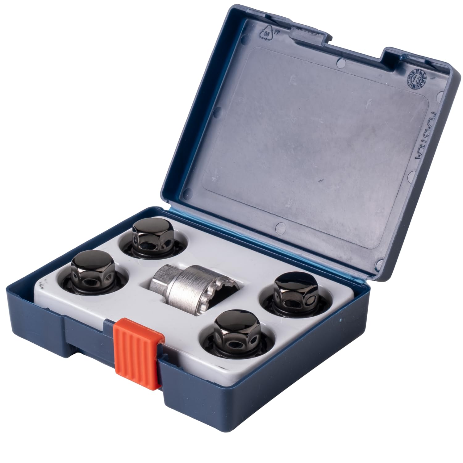 Farad GalaxyLock DCH7/MX Black Chromed Lug nut Wheel-Locks Kit Suitable for Ford Maverick (M14 X 1.5 Thread Size) - Set of 4 Lug Nuts + 1 Key