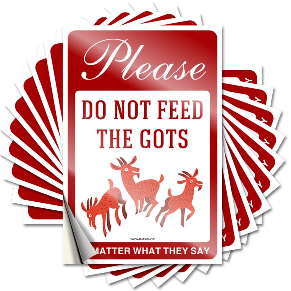 Tool Box Stickers Please Don’T Feed The Goats, No Matter What They Say Funny Sticker 10 Pcs Man Cave Funny Signs Prank Stickers(8X12CM)