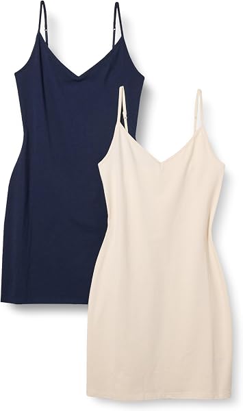 Amazon Essentials Women's V Neck Slim Fit Cotton Layering Slip Dress with…